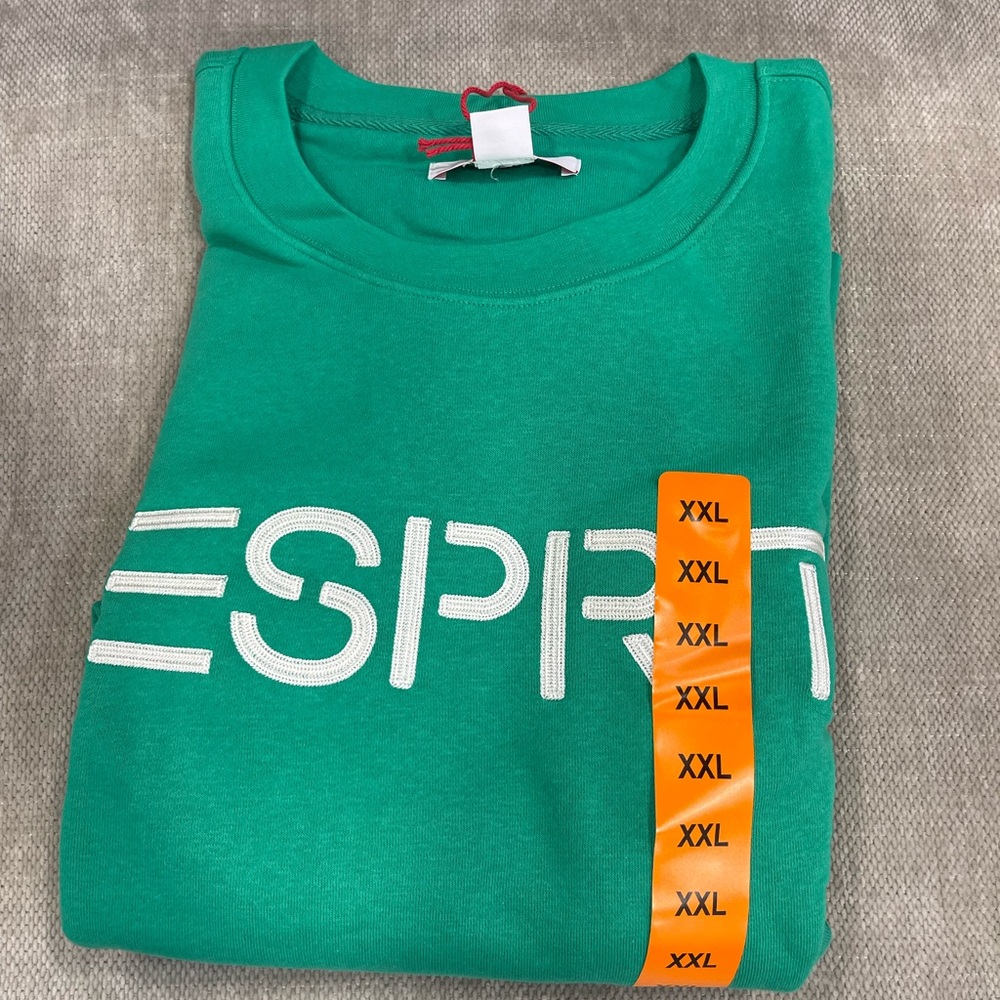 Brand New Esprit Emerald Green Logo Crewneck Sweatshirt